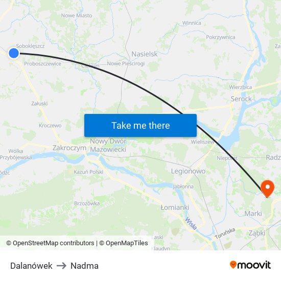 Dalanówek to Nadma map