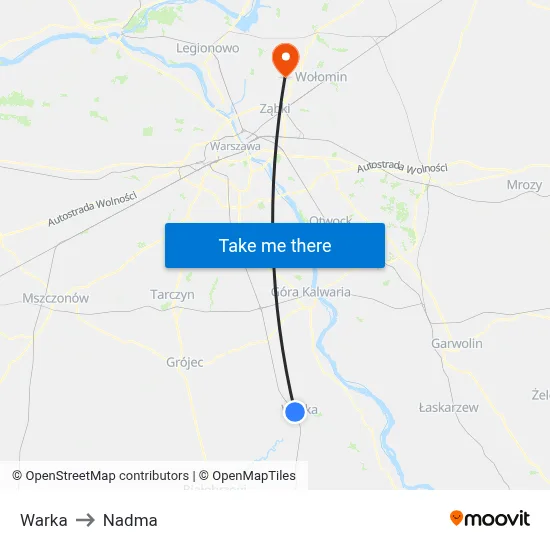 Warka to Nadma map