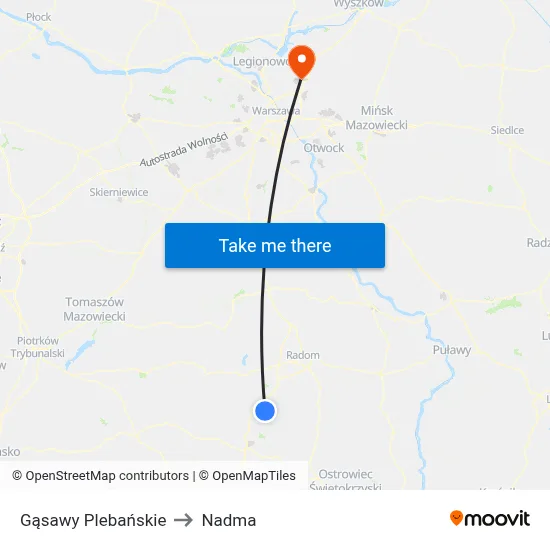 Gąsawy Plebańskie to Nadma map