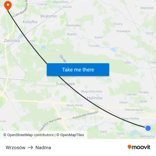 Wrzosów to Nadma map