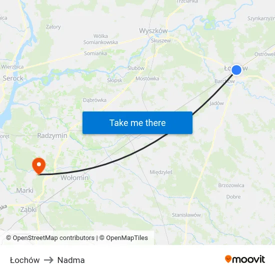Łochów to Nadma map