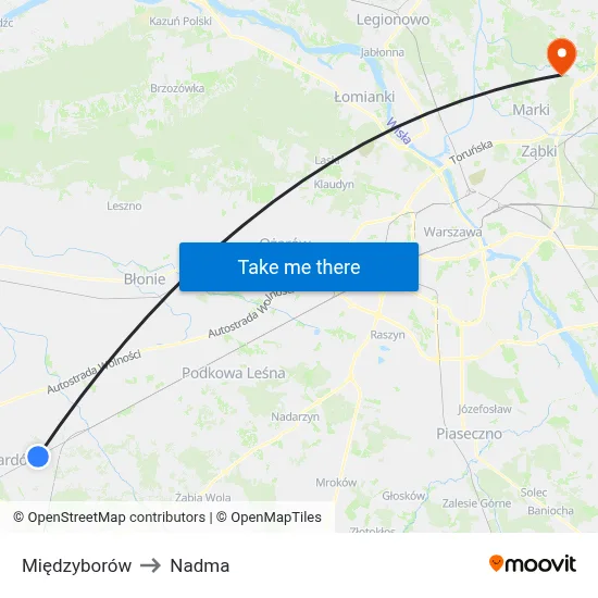 Międzyborów to Nadma map