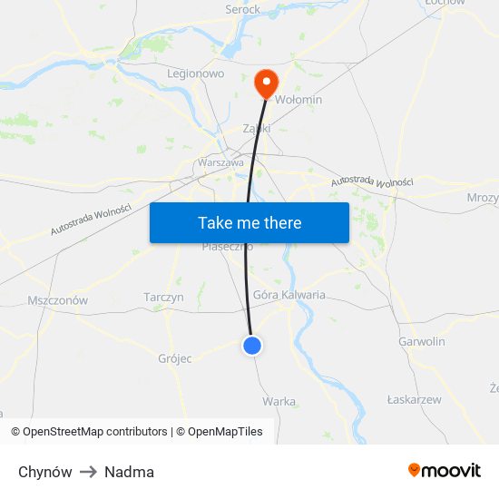 Chynów to Nadma map