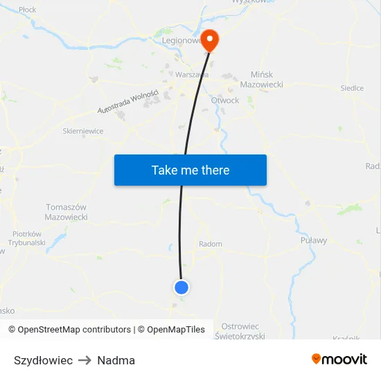 Szydłowiec to Nadma map