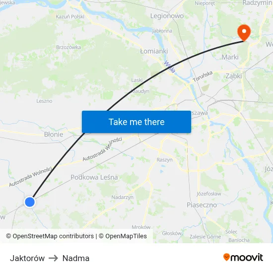 Jaktorów to Nadma map