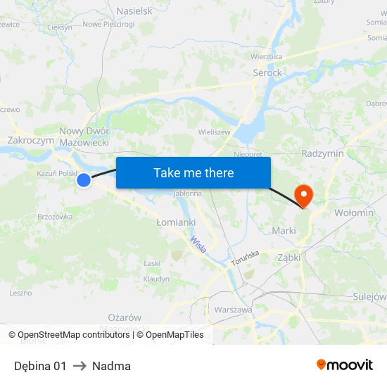 Dębina 01 to Nadma map