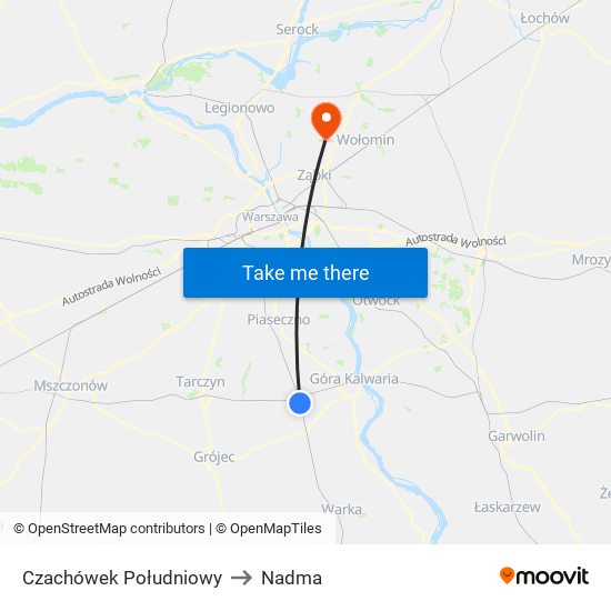 Czachówek Południowy to Nadma map