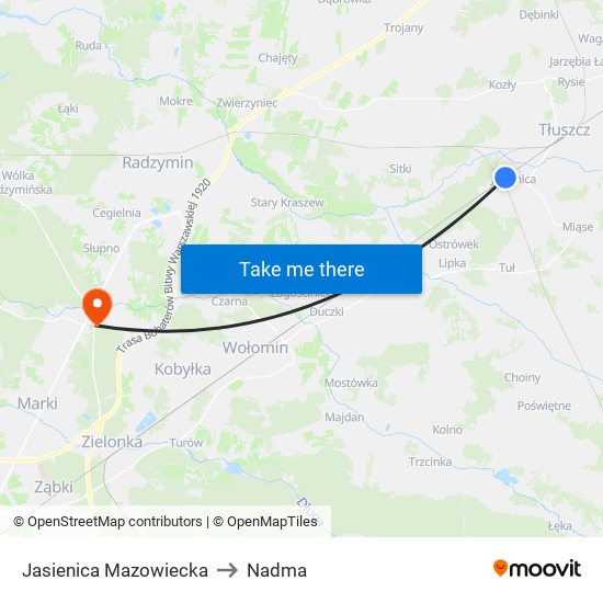 Jasienica Mazowiecka to Nadma map