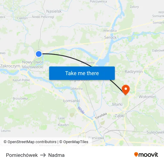 Pomiechówek to Nadma map