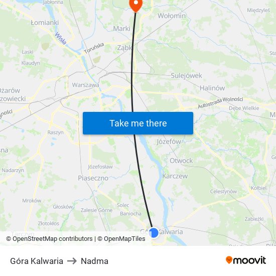 Góra Kalwaria to Nadma map