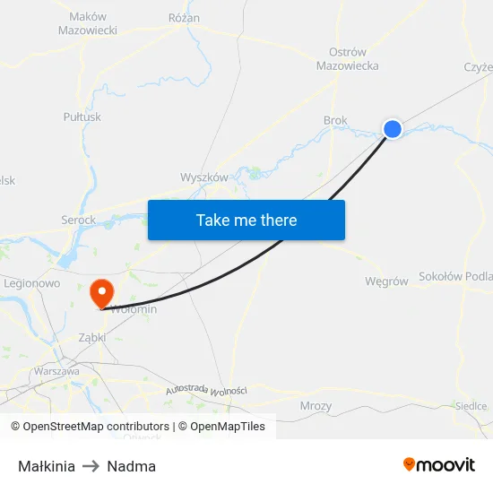 Małkinia to Nadma map