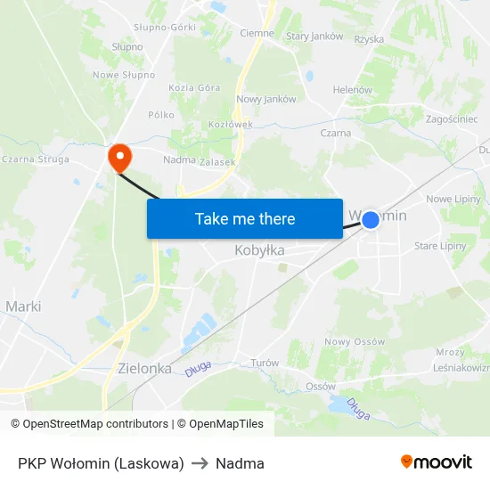 PKP Wołomin (Laskowa) to Nadma map