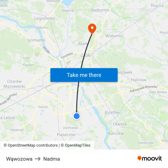 Wąwozowa to Nadma map