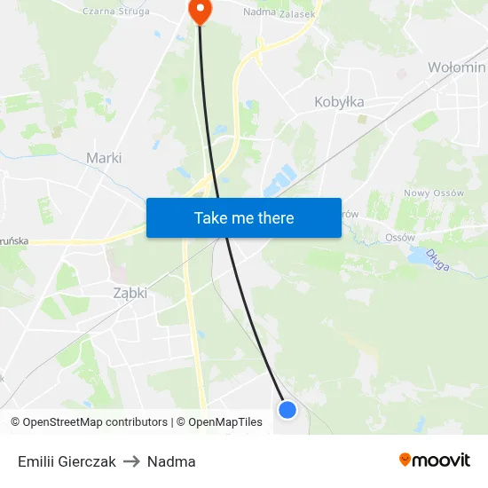 Emilii Gierczak to Nadma map