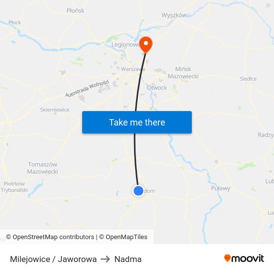 Milejowice / Jaworowa to Nadma map