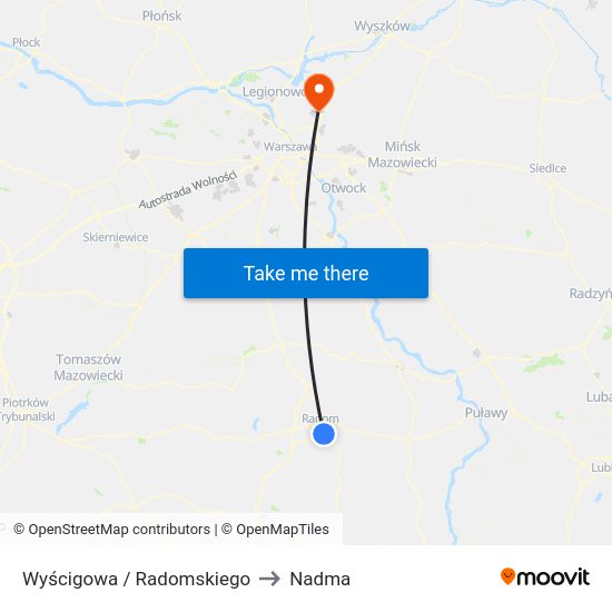 Wyścigowa / Radomskiego to Nadma map