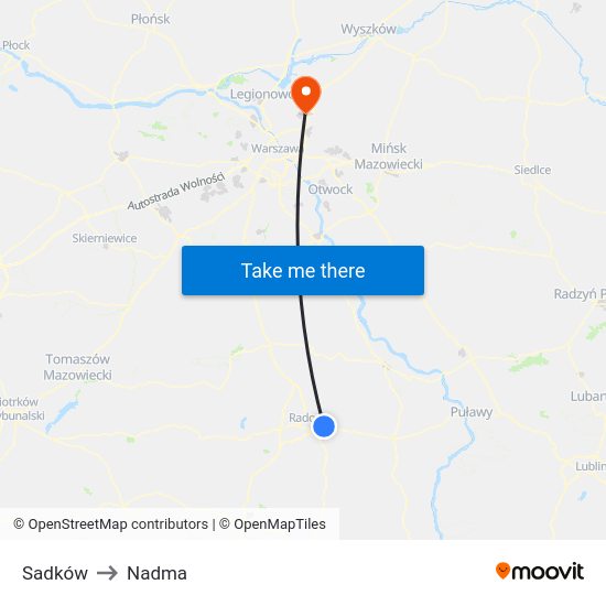 Sadków to Nadma map