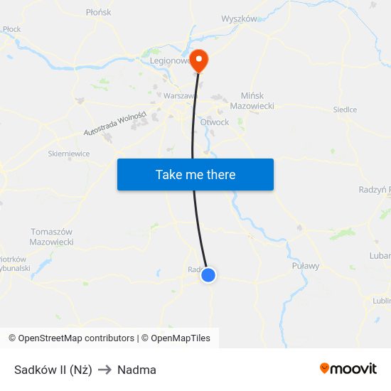 Sadków II (Nż) to Nadma map