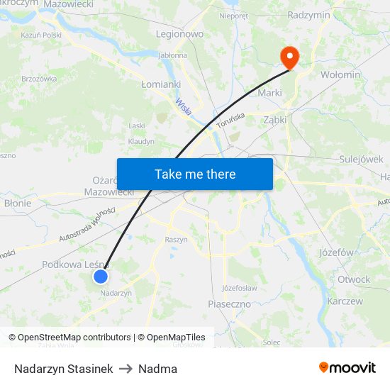 Nadarzyn Stasinek to Nadma map