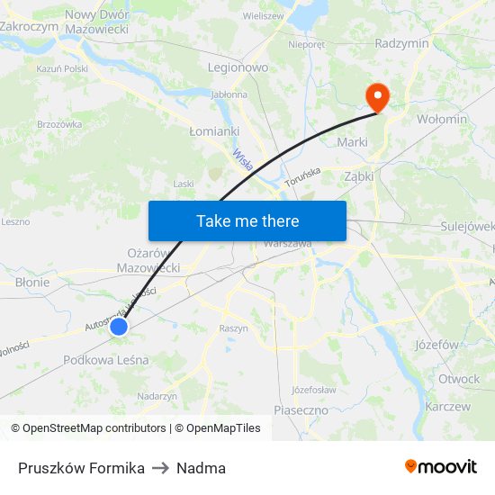 Pruszków Formika to Nadma map