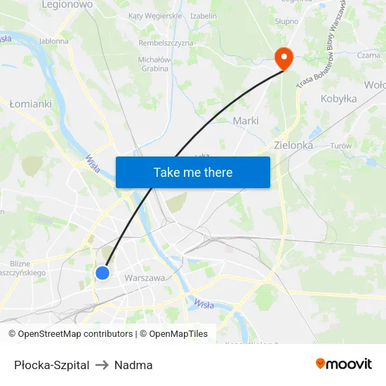 Płocka - Szpital to Nadma map