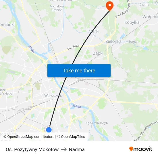 Os. Pozytywny Mokotów to Nadma map
