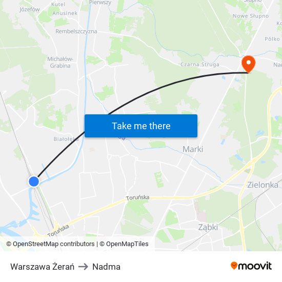 Warszawa Żerań to Nadma map