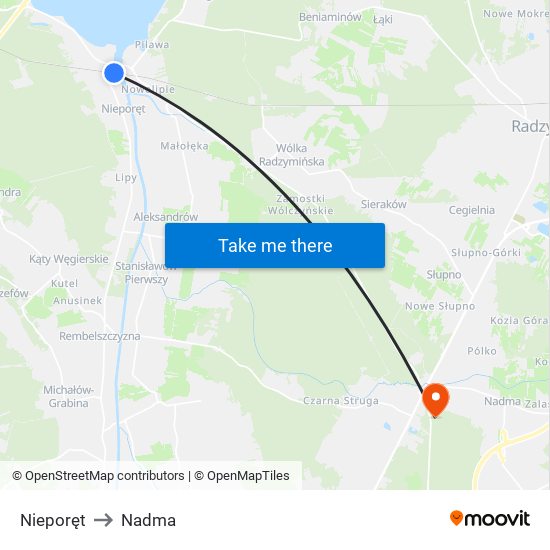 Nieporęt to Nadma map