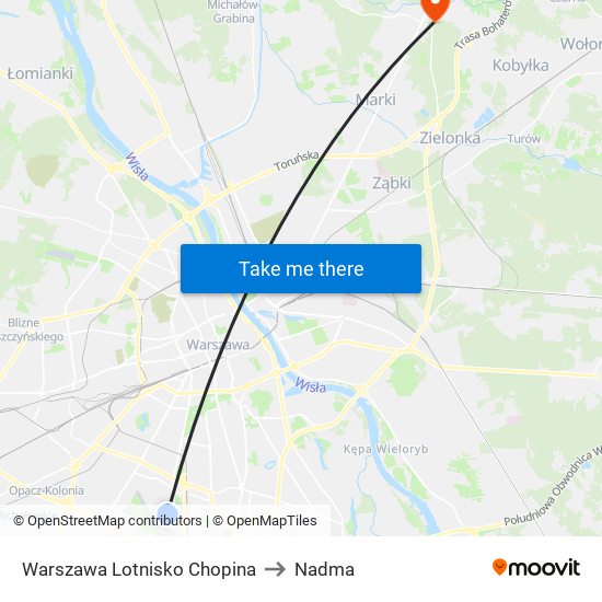 Warszawa Lotnisko Chopina to Nadma map