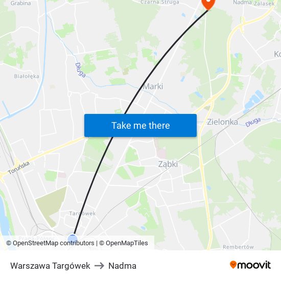 Warszawa Targówek to Nadma map