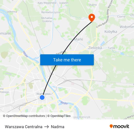 Warszawa Centralna to Nadma map