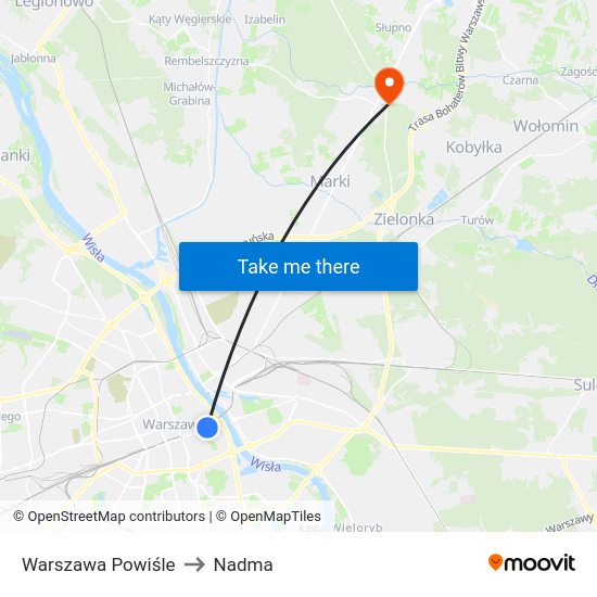 Warszawa Powiśle to Nadma map