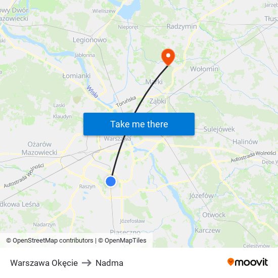 Warszawa Okęcie to Nadma map