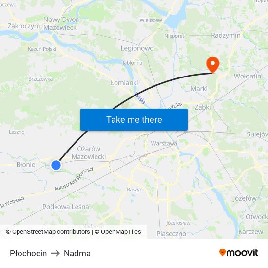 Płochocin to Nadma map