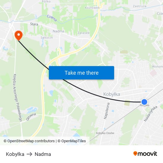 Kobyłka to Nadma map