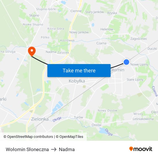 Wołomin Słoneczna to Nadma map