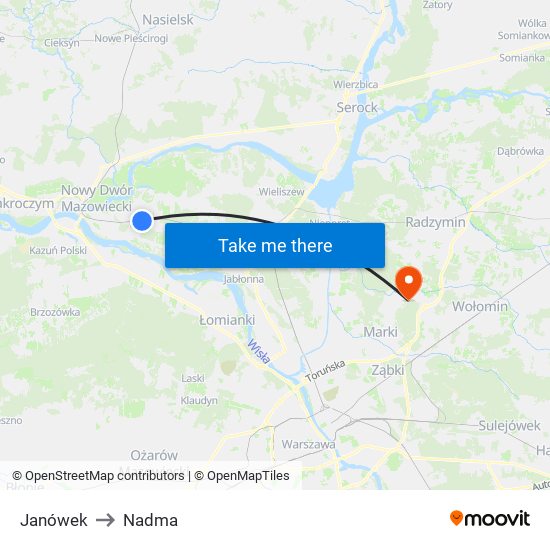 Janówek to Nadma map