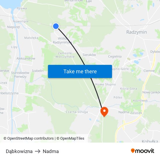 Dąbkowizna to Nadma map