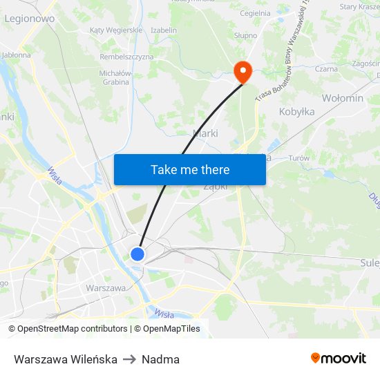 Warszawa Wileńska to Nadma map