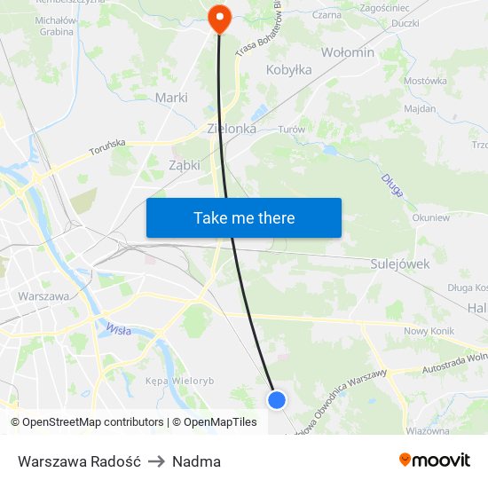 Warszawa Radość to Nadma map