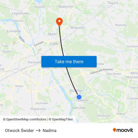 Otwock Świder to Nadma map