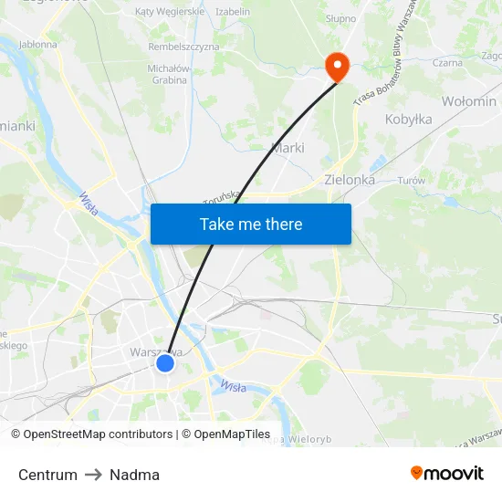 Centrum to Nadma map