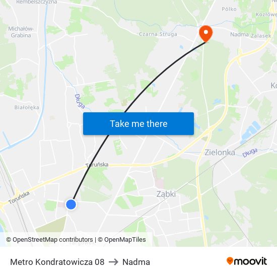 Metro Kondratowicza 08 to Nadma map