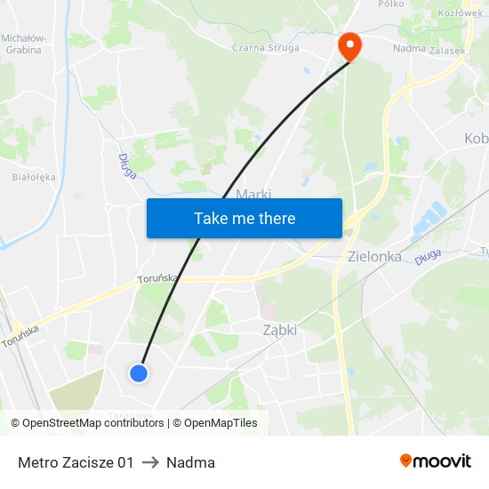 Metro Zacisze to Nadma map