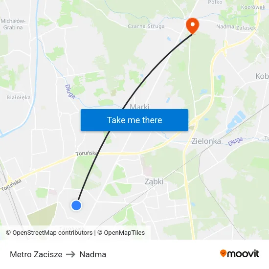 Metro Zacisze to Nadma map