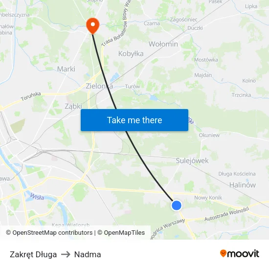 Zakręt Długa to Nadma map