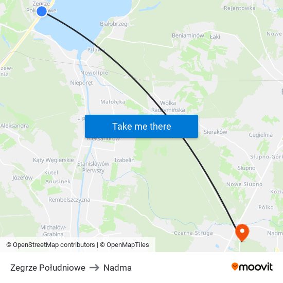 Zegrze Południowe to Nadma map