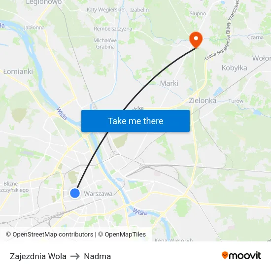 Zajezdnia Wola to Nadma map