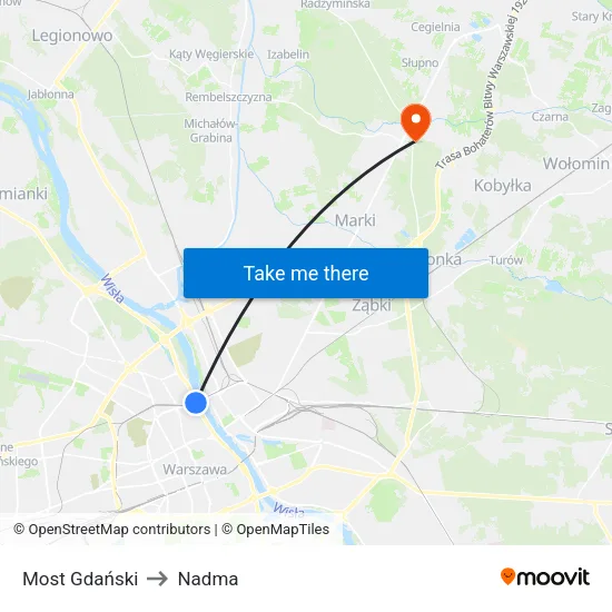 Most Gdański to Nadma map