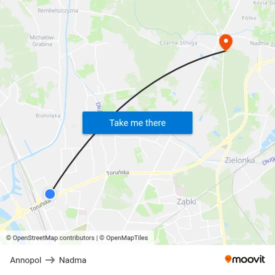Annopol to Nadma map